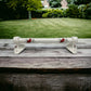 image French Paris porcelain towel rail with bird design in a garden  on a wooden table 
