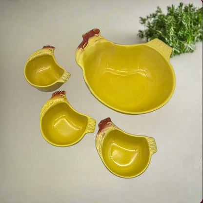 yellow 3 piece chicken sala bowl set for sale from All Things French Store