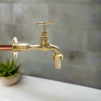 Vintage Style Solid Brass Tap, Wall Mounted for Belfast Sink, Camper Van, Cloakroom