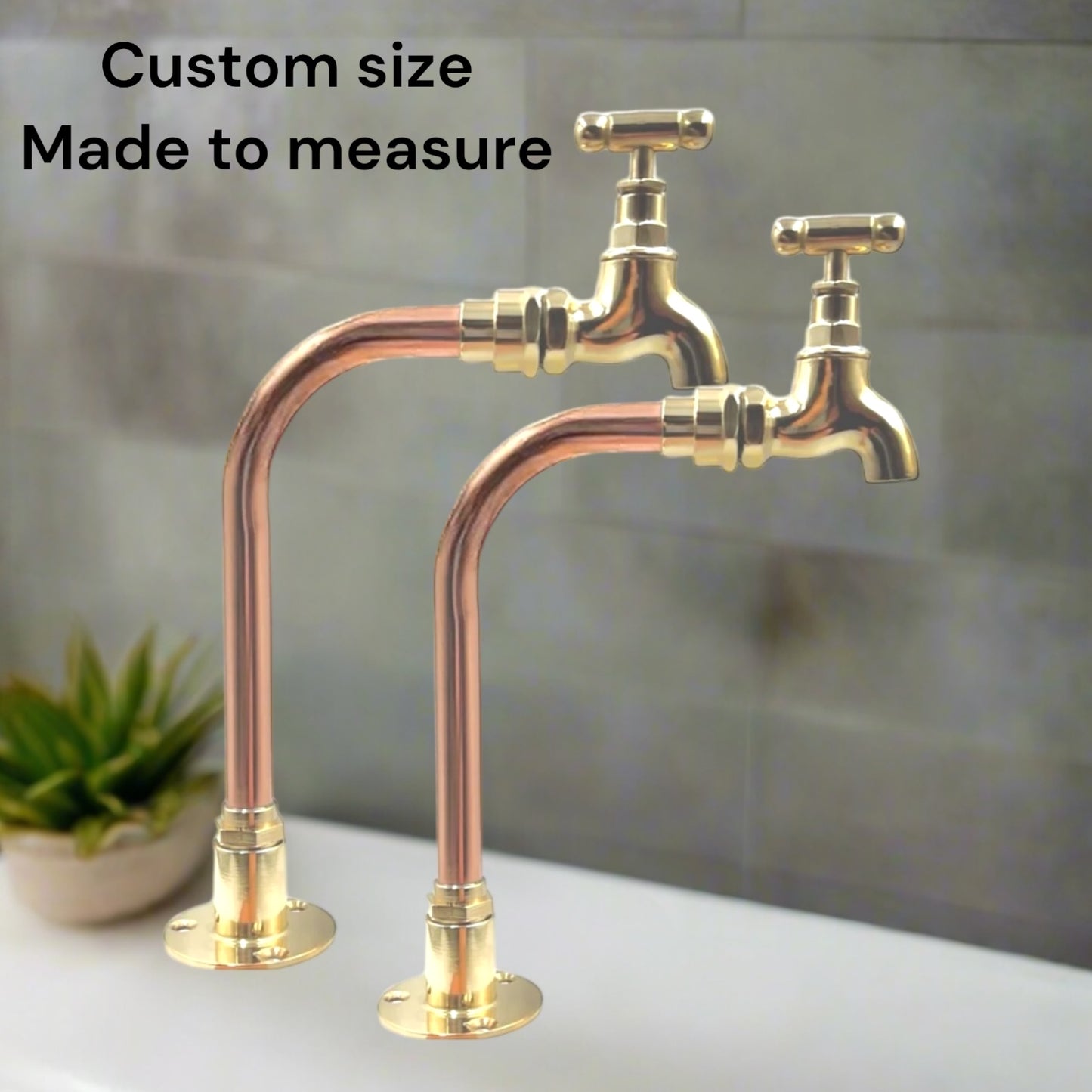 Pair of Brass and Copper Taps, Custom Size, Traditional Vintage Style for sale from All Things French Store