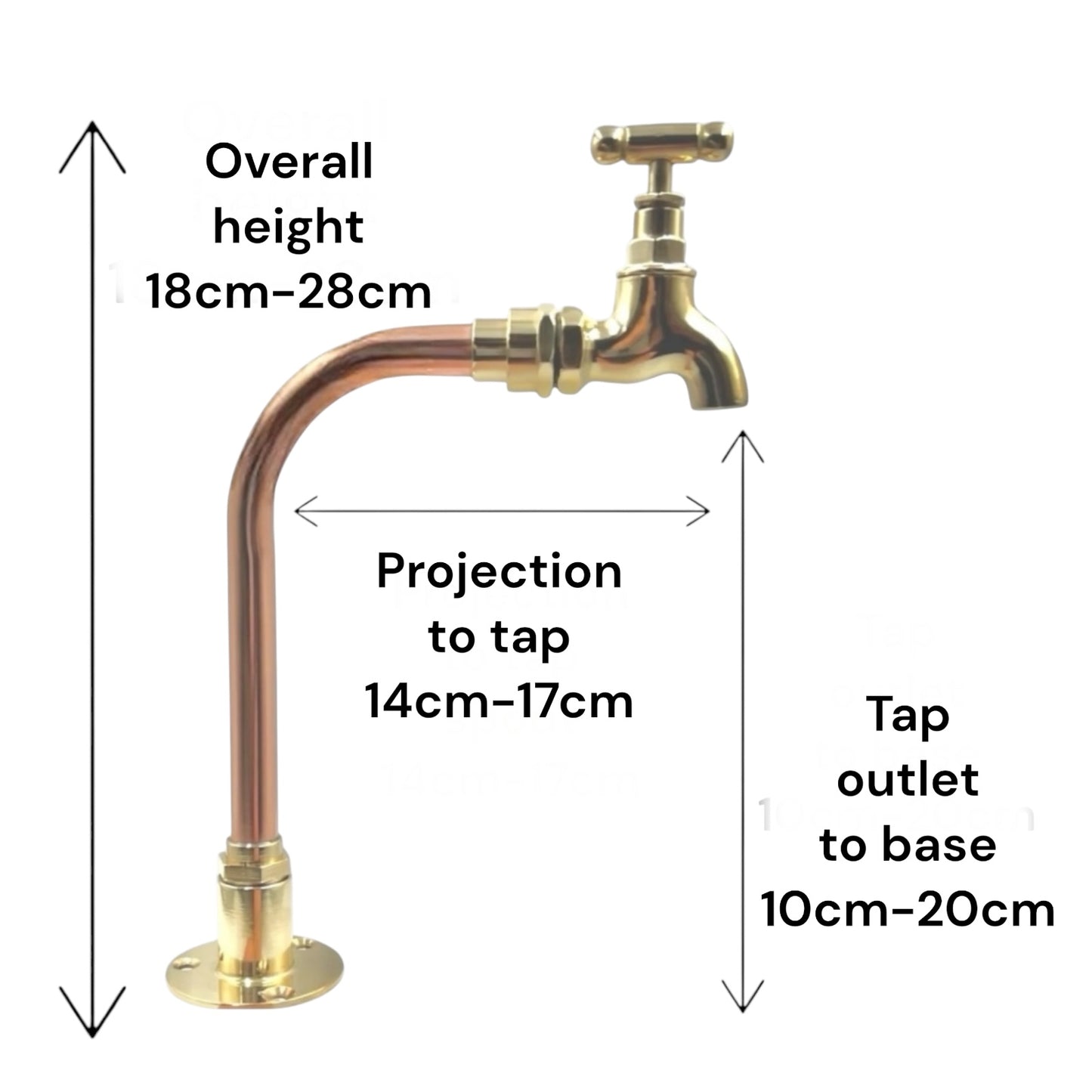 Brass and Copper Tap, Bathroom, Camper or Cloakroom Tap, Made to Measure