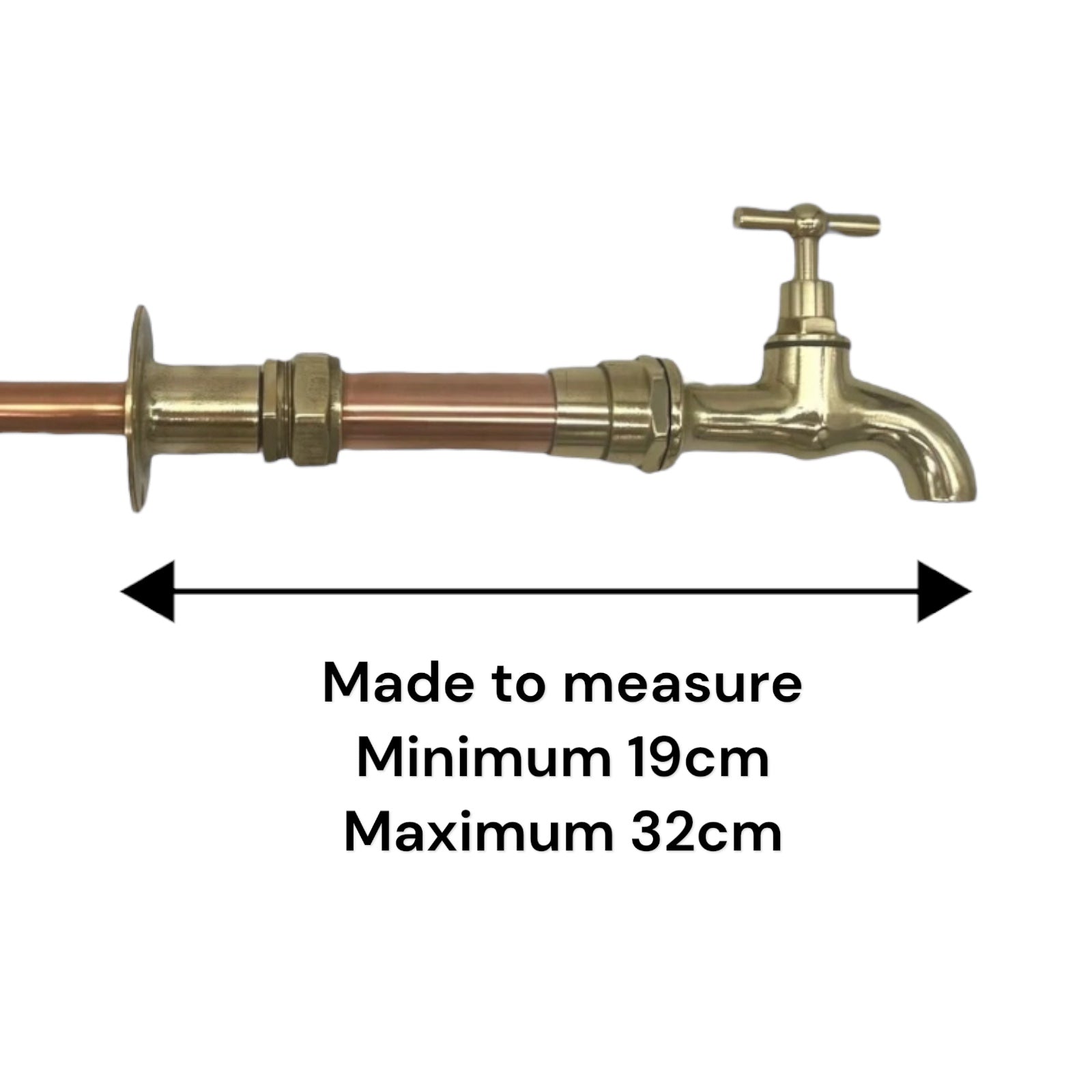 Handmade copper and brass wall mounted made to measure taps