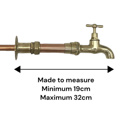 Handmade copper and brass wall mounted made to measure taps