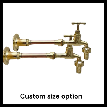 Pair of copper and brass wall mounted taps  custom size made to measure for sale from All Things French Store