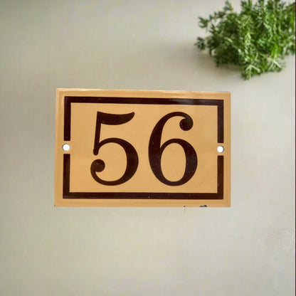 French vintage enamelled front door number 56