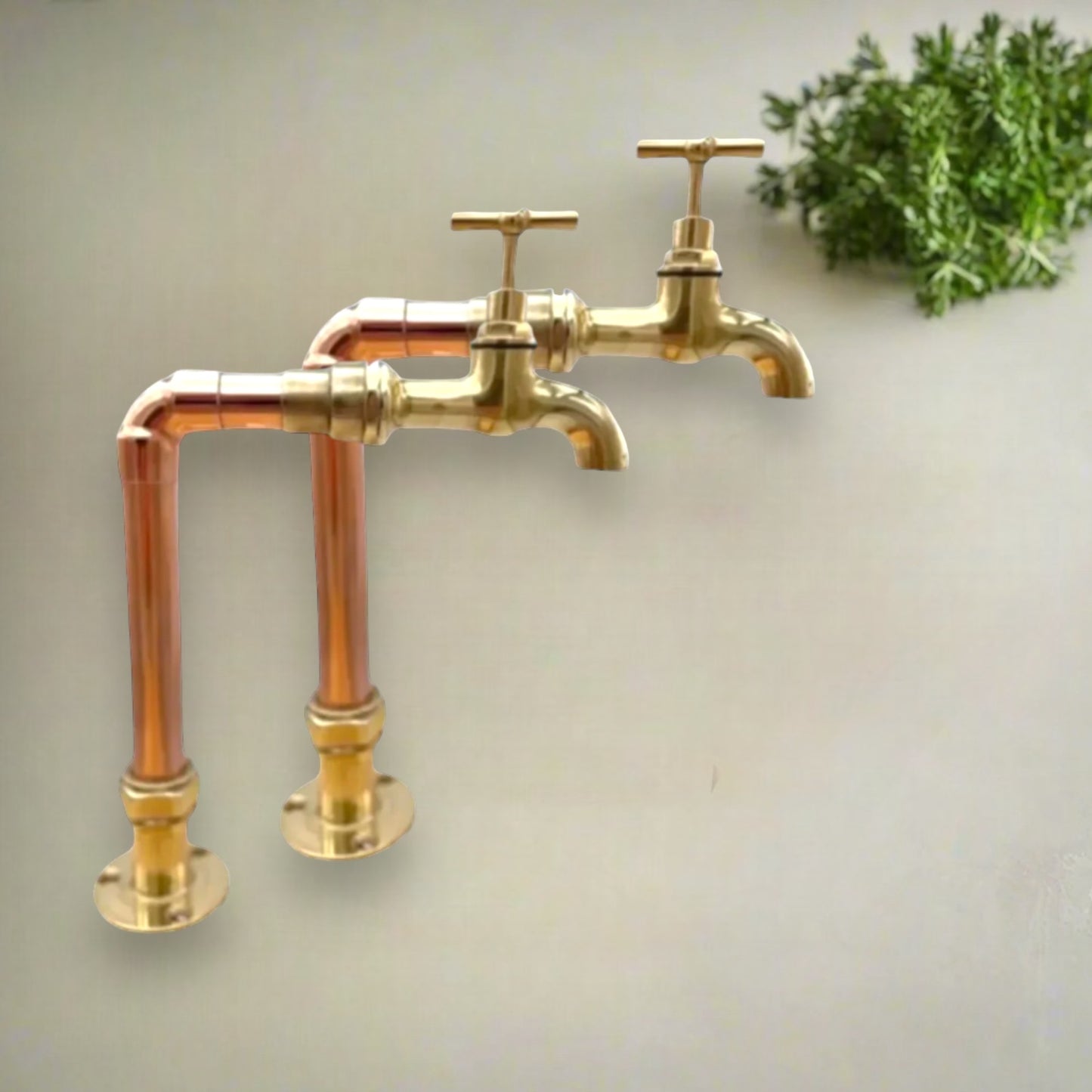 Copper and brass handmade pillar kitchen or bathroom taps sold by All Things French Store