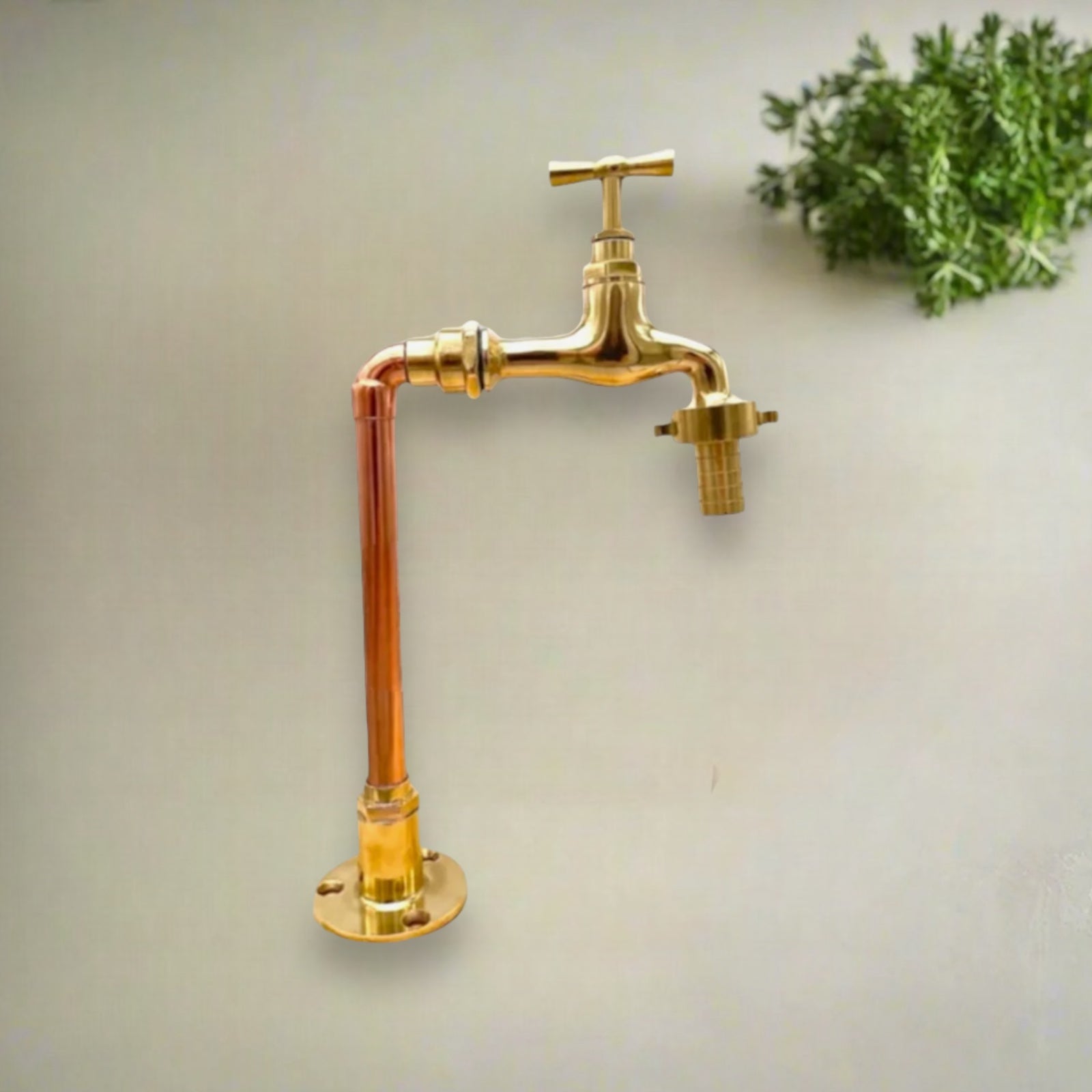 Traditional style copper and brass pillar kitchen Belfast sink tap sold by All Things French Store