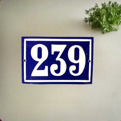 French vintage enamel door number 239 sign for sale by All Things French Store