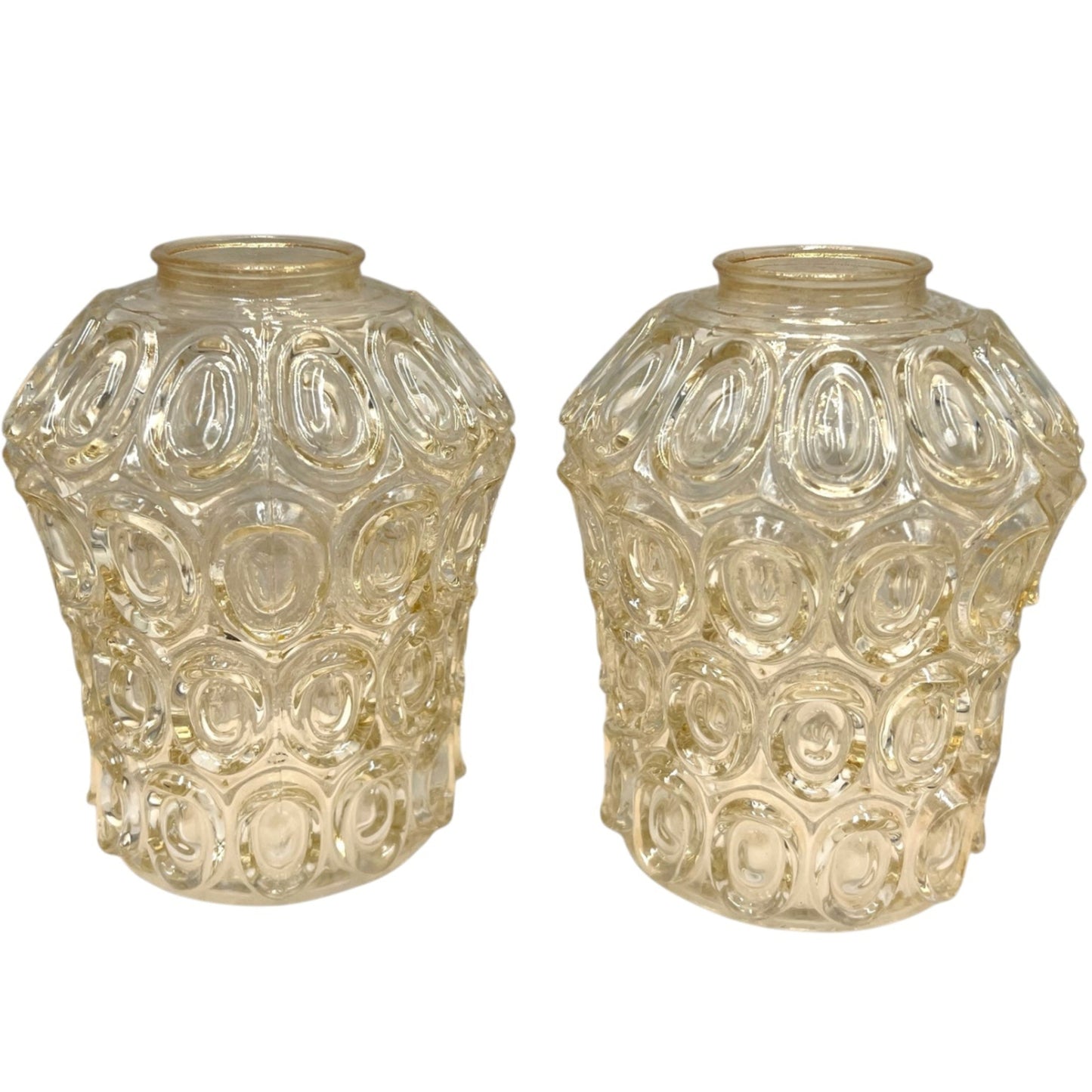 Vintage Glass Lampshades, Pair Of French Chunky Glass Light Shades for sale from All Things French Store