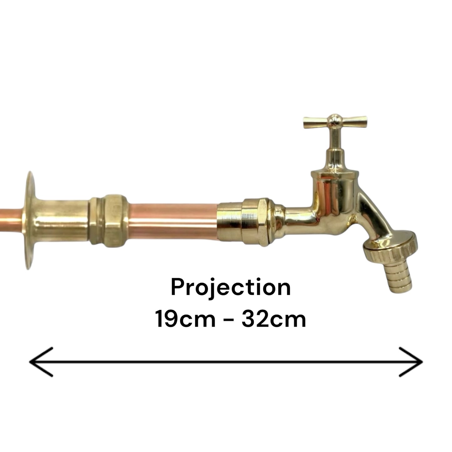 Custom Size Vintage Style Copper and Brass Wall Mounted Kitchen Tap