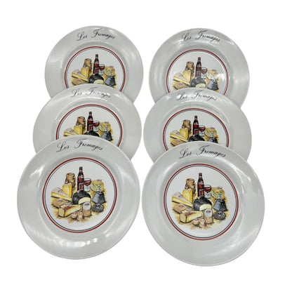 Set of 6 Vintage French “Les Fromages” Cheese Plates – Porcelain 1970s
