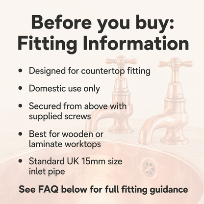 Fitting information for a faucet with a light pink background