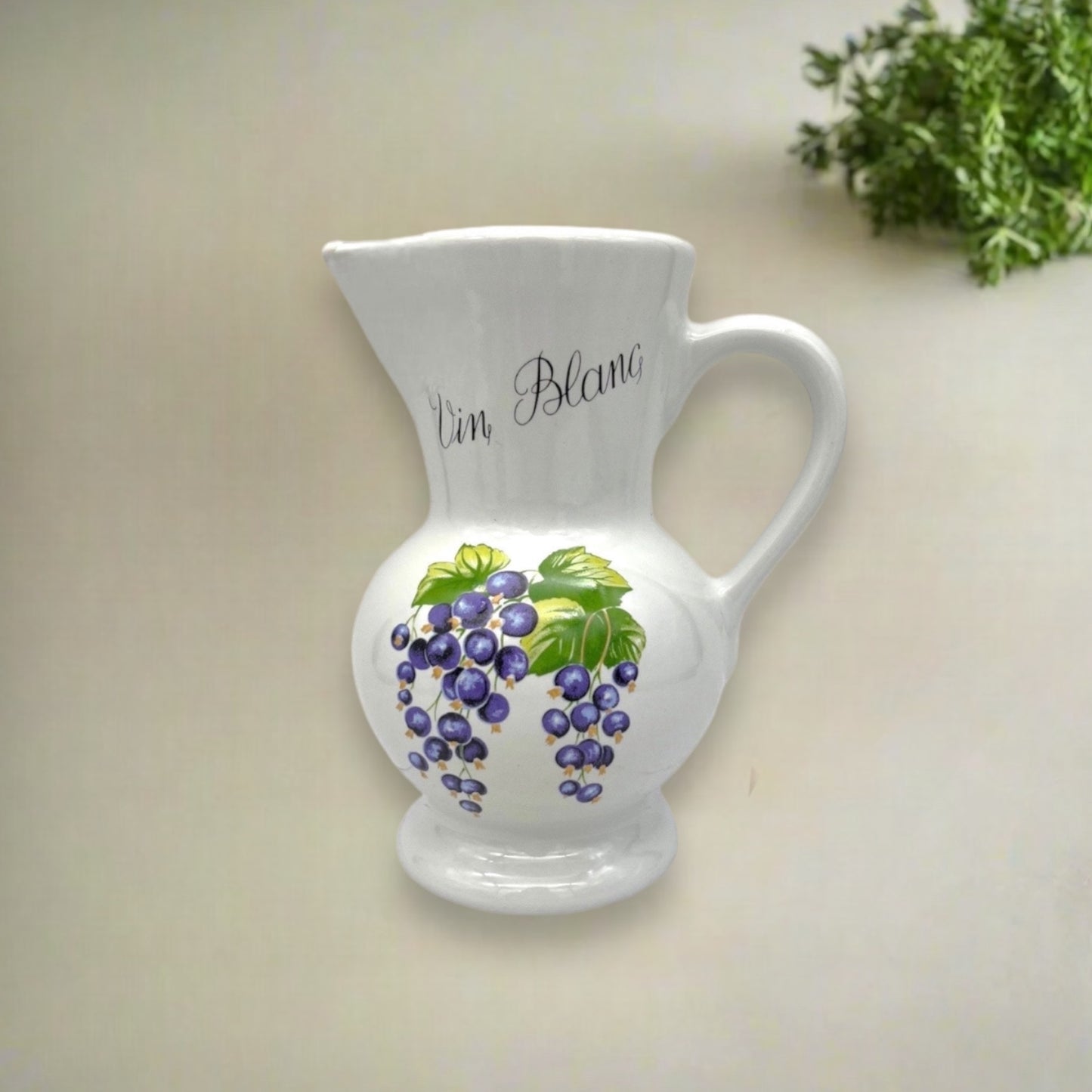 French ceramic white wine jug pitcher for sale by All Things French Store