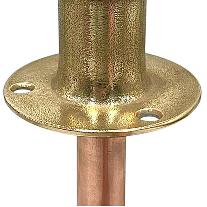 Brass fitting with a cylindrical rod on a white background