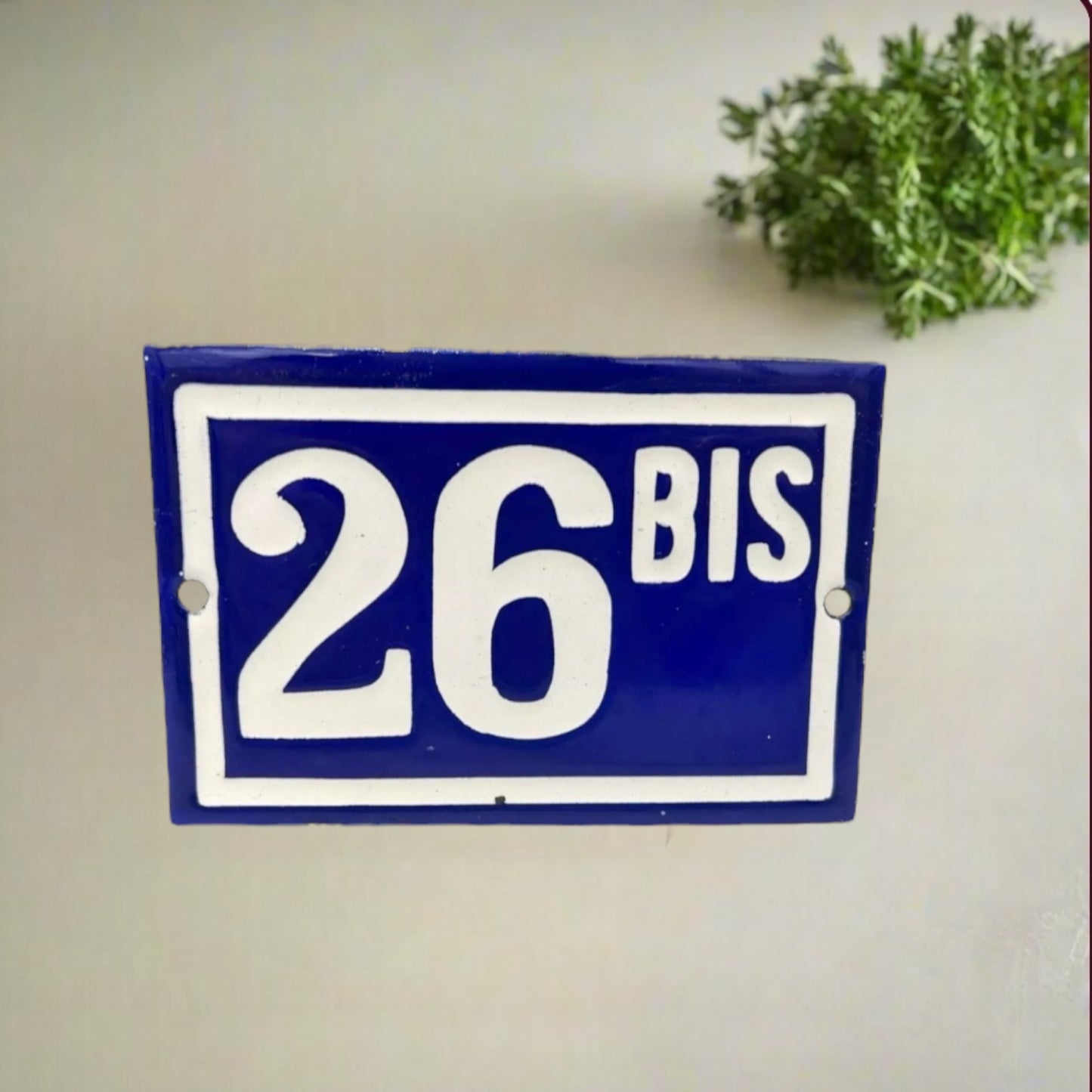 French enamel blue and white door house number 26 sold by All Things French Store