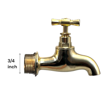 Solid polished brass tap head with 3/4 measurement text on a white background 