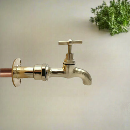 Brass Wall Tap, Vintage Wall Mounted Style Tap for Belfast Sink or Bathroom Tap