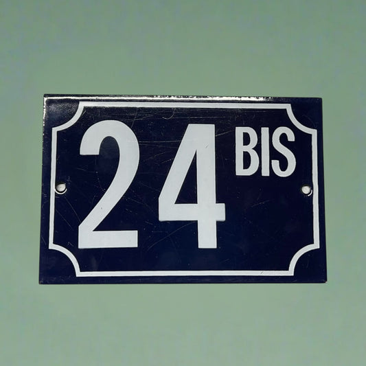 French blue and white enamel door or house number 24 for sale from All Things French Store