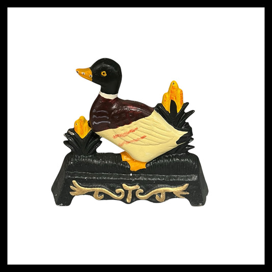 French Cast Iron Duck Door Stop, Farmhouse Chic Doorstop Wedge, Door Stay