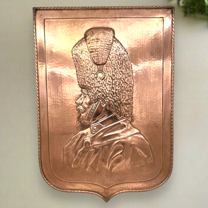 French copper engraved and embossed decorative wall plaque 