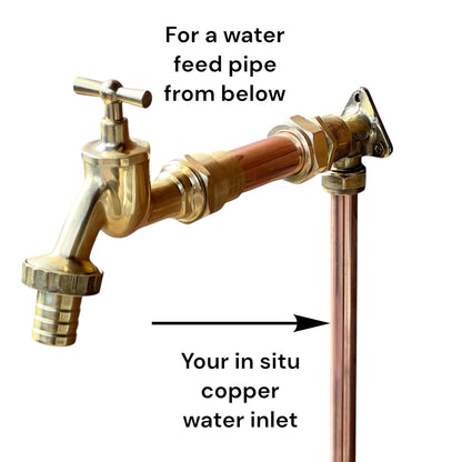 Vintage Style Copper & Brass Wall Mounted Tap – Custom Size for Exposed Pipework