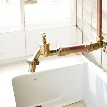 Vintage Style Copper & Brass Wall Mounted Tap – Custom Size for Exposed Pipework