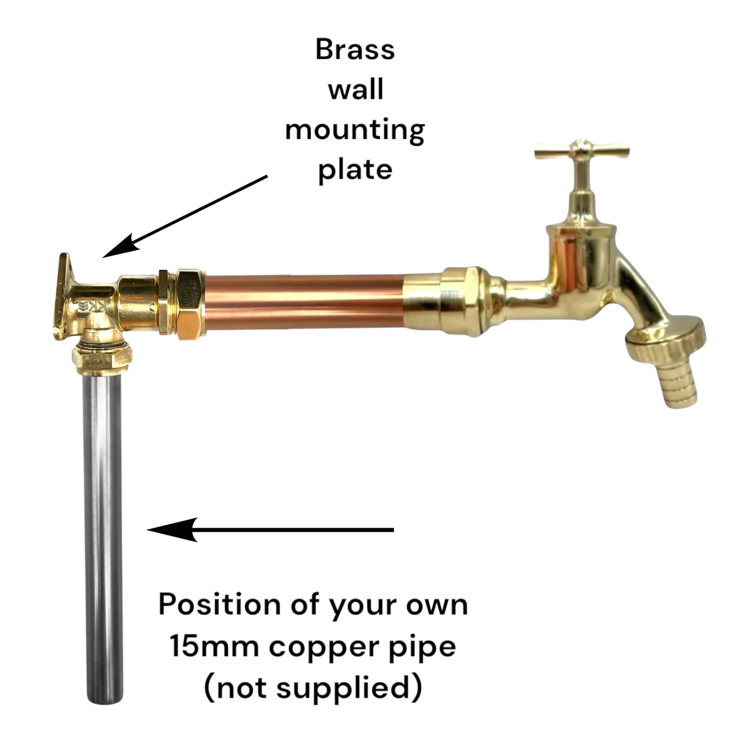 Vintage Style Copper & Brass Wall Mounted Tap – Custom Size for Exposed Pipework