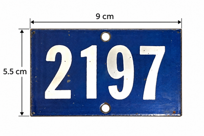 Vintage French Enamel House Number 2197 – Blue & White Door Plaque