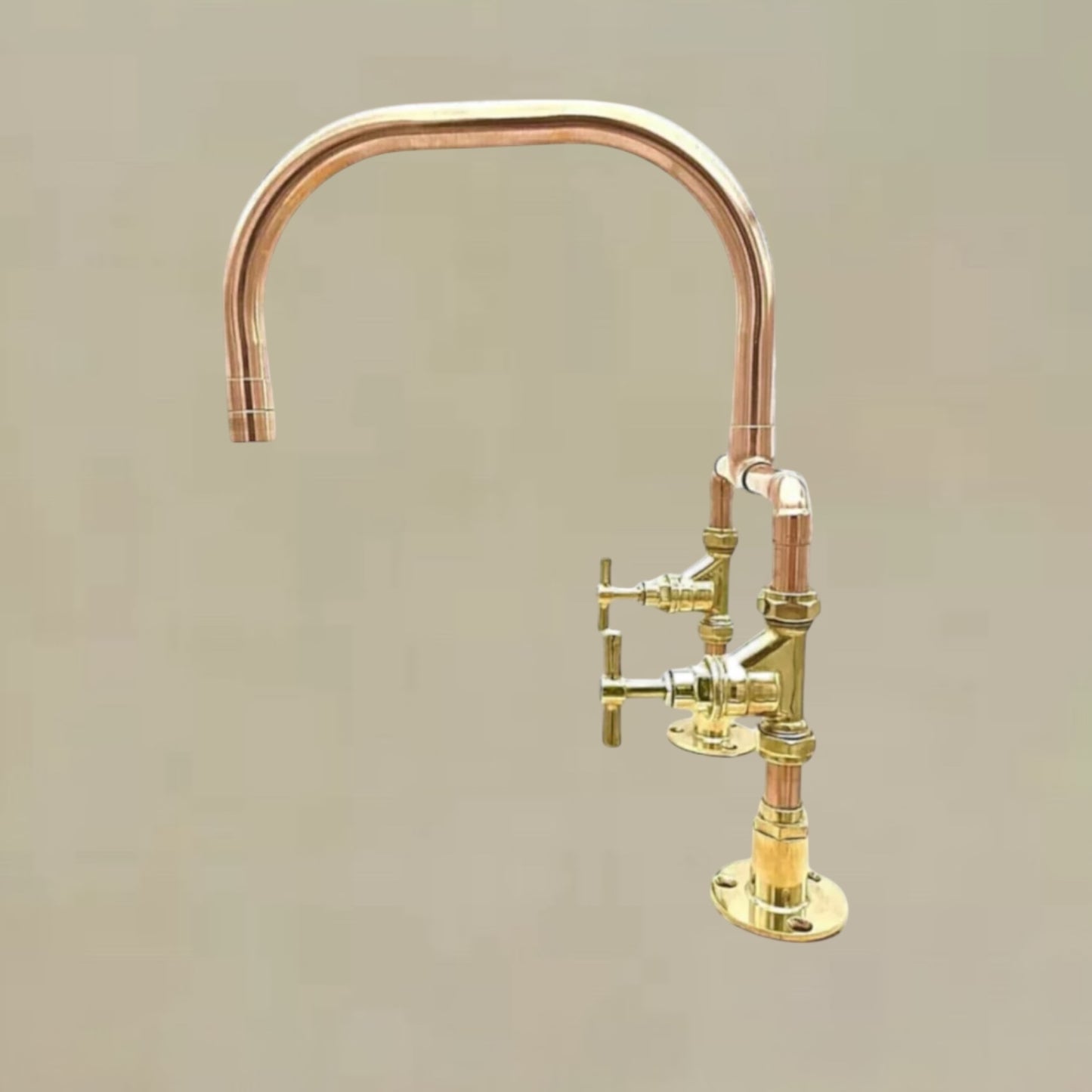 Copper and Brass Handmade Kitchen Mixer Taps, Belfast Sink Taps