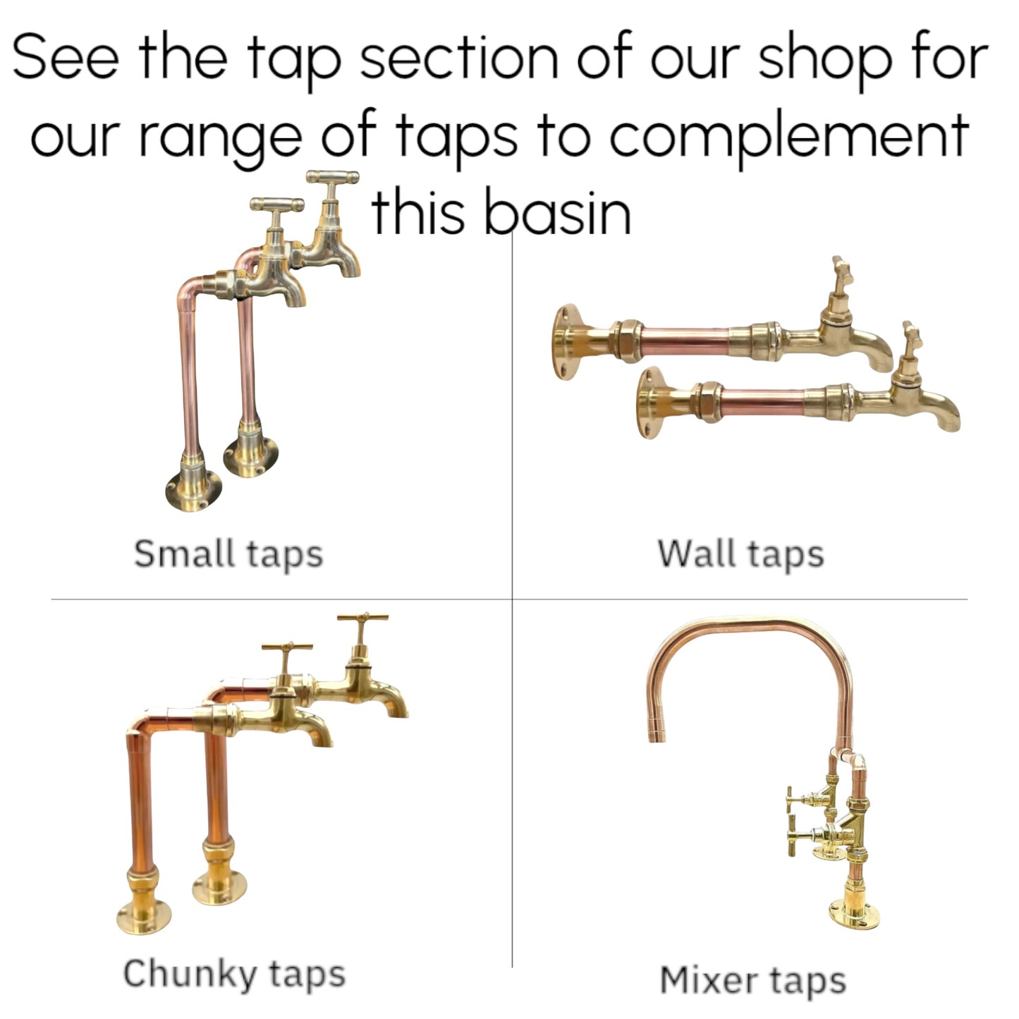 Copper and brass handmade pillar kitchen or bathroom taps sold by All Things French Store