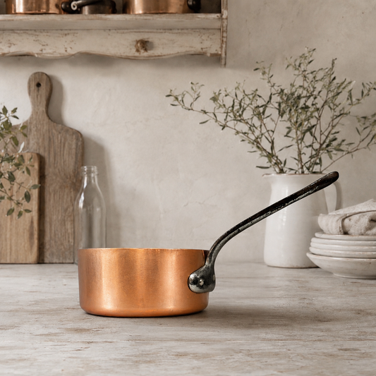 Vintage French 16cm Professional Copper Saucepan with New Tin Lining