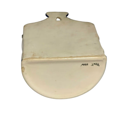 Vintage French Hand Painted Ceramic Salt Box – Wall-Mounted Sel Crock with Lid