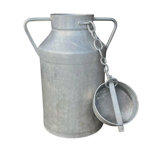 Vintage French Aluminium Milk Churn with Lid – 20L Rustic Farmhouse Decor