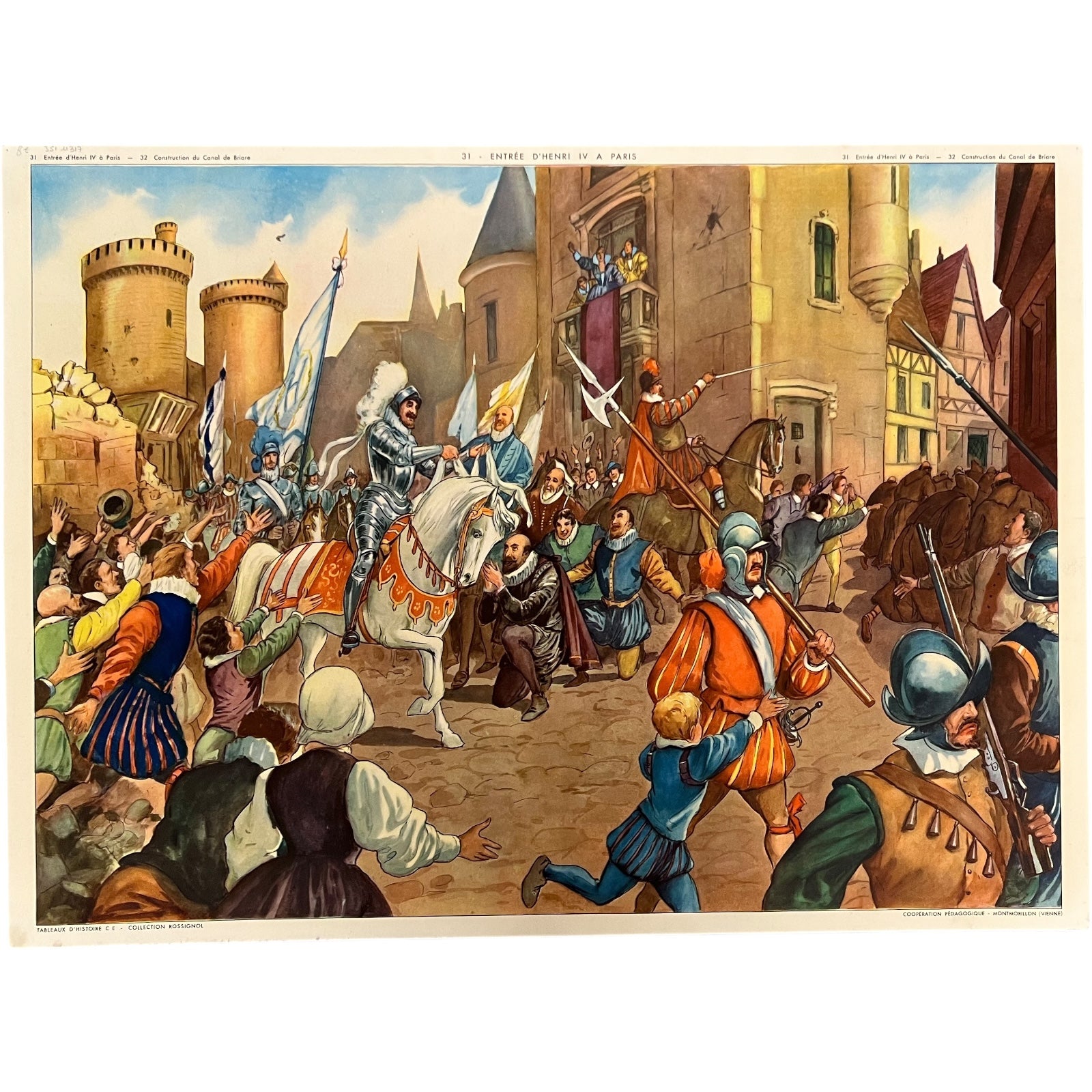 Vintage French double sided school history poster for sale by All Things French Store