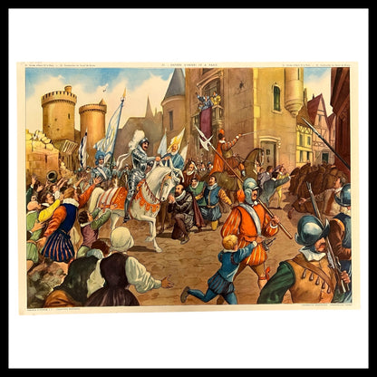 Vintage French double sided school history poster