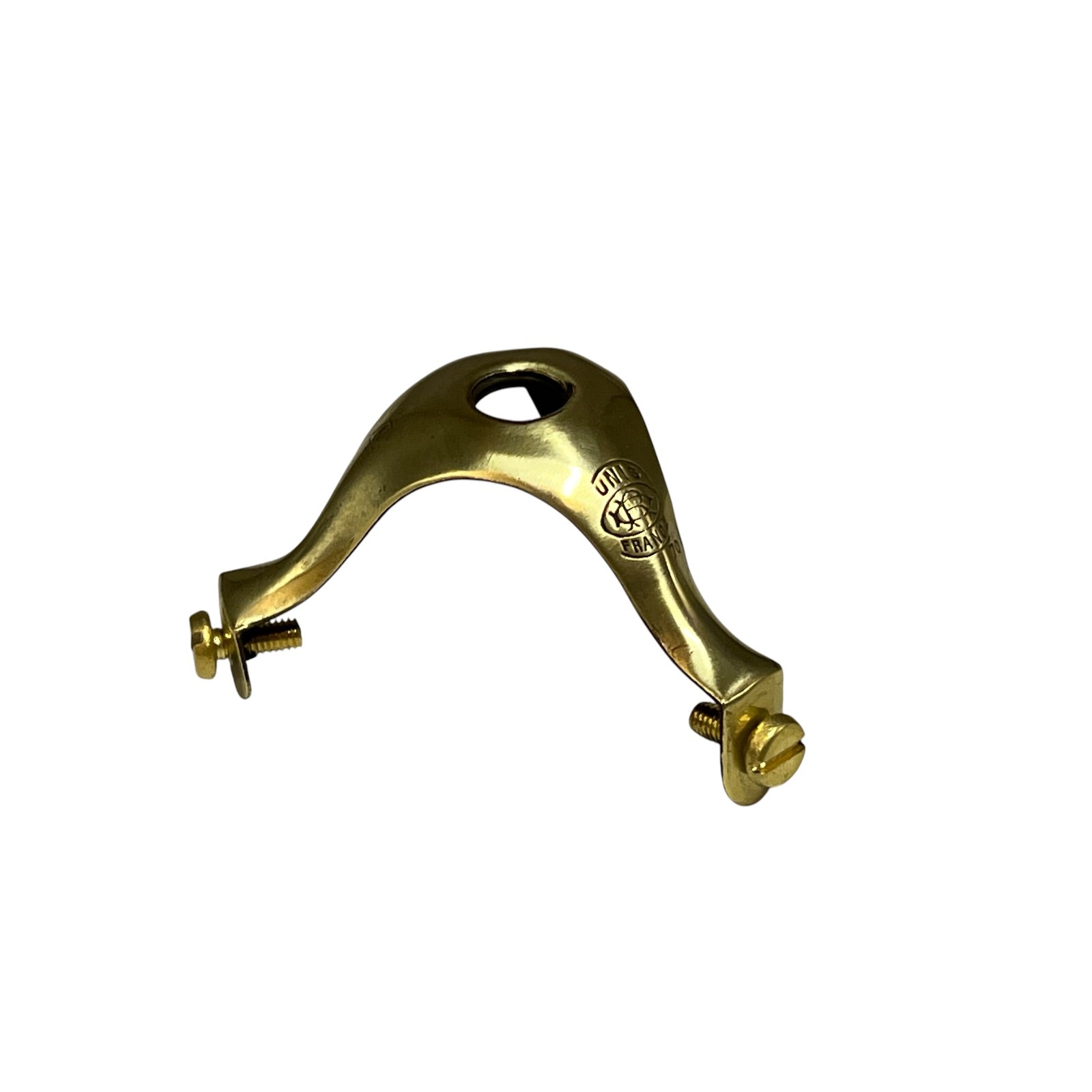 Brass gallery for holding a pendant lamp shade  on a white background