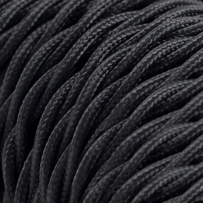 Close-up of black textured wire with a focus on texture and pattern.
