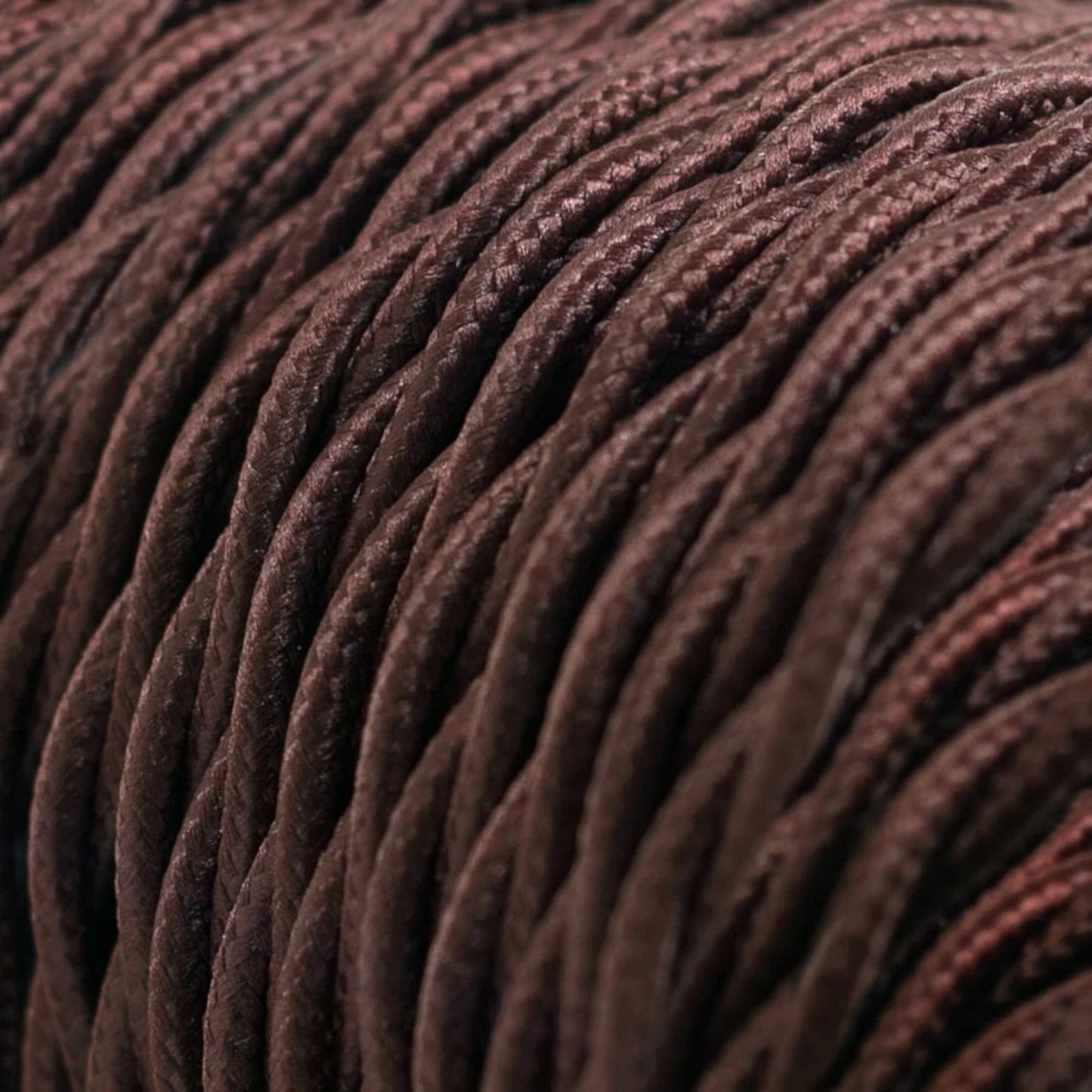 Close-up of brown twisted light wire