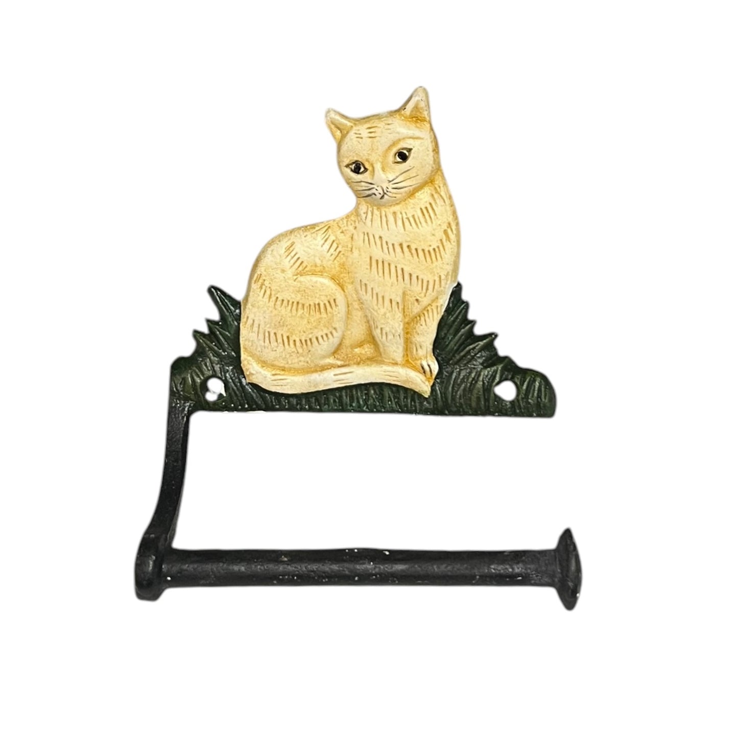 Cat-shaped toilet roll holder on a white background