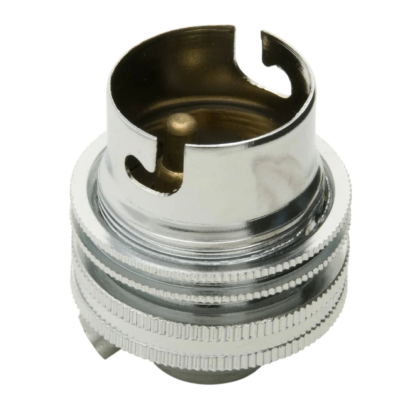chrome bayonet bulb holder on a white background
