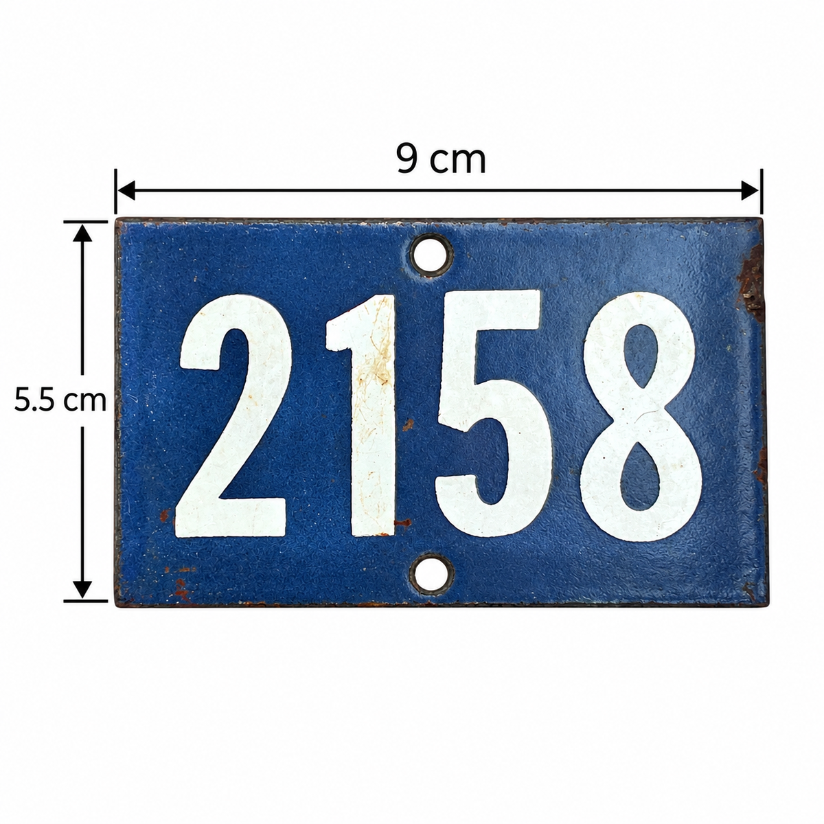 Vintage French Enamel House Number 2158 – Blue & White Door Plaque