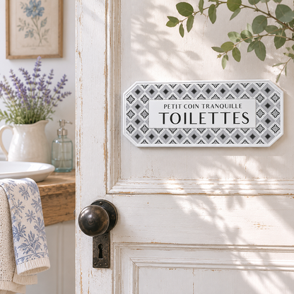 French Metal Door Signs – Bureau, Cuisine, Chambre & Toilettes Shabby Chic Plaques