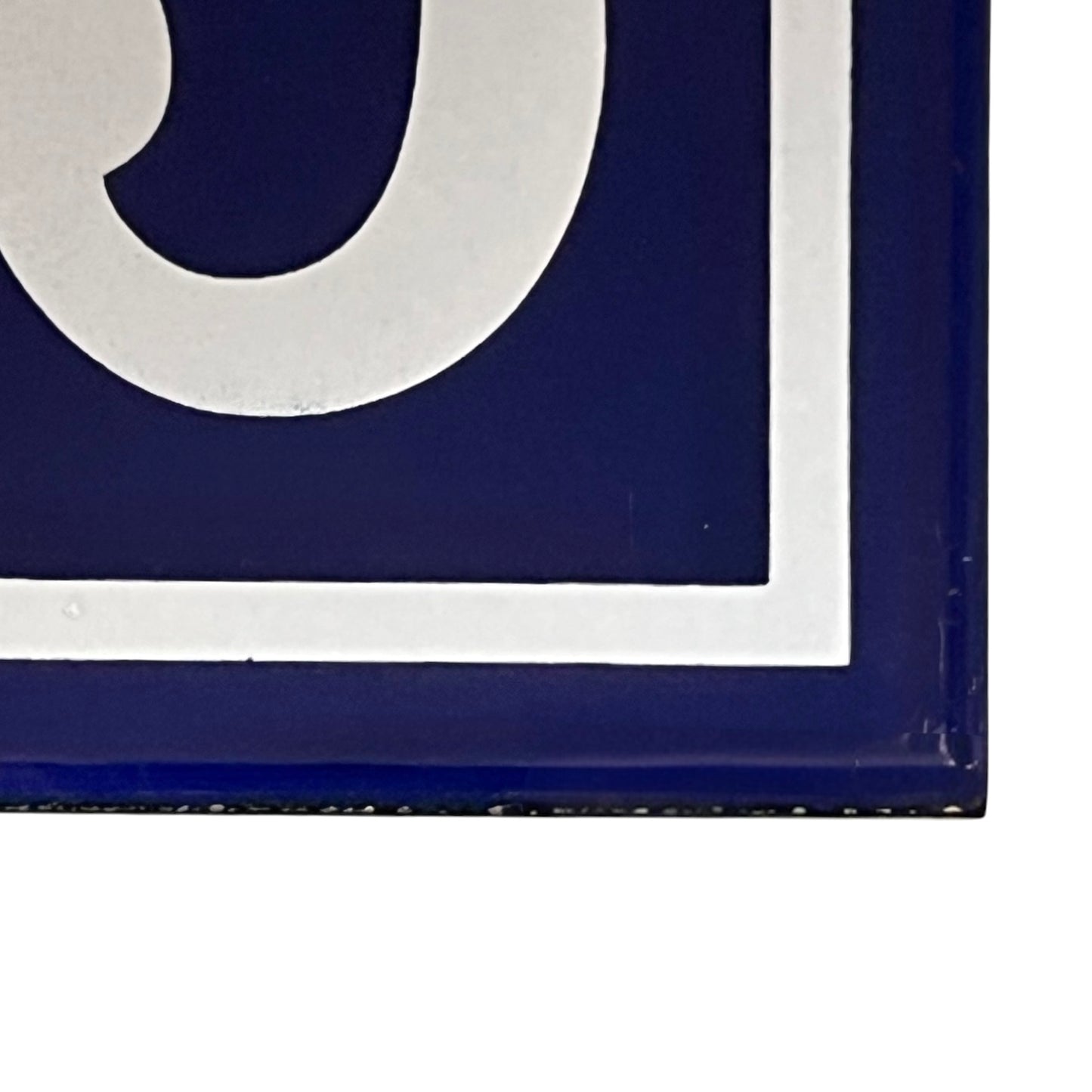 Close-up of a blue and white geometric design