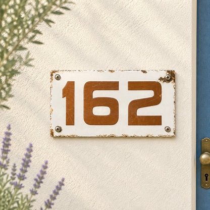 French vintage enamel door number 162