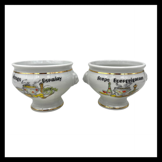 image pair of traditional French soup potage porcelain bowls sold by All Things French Store