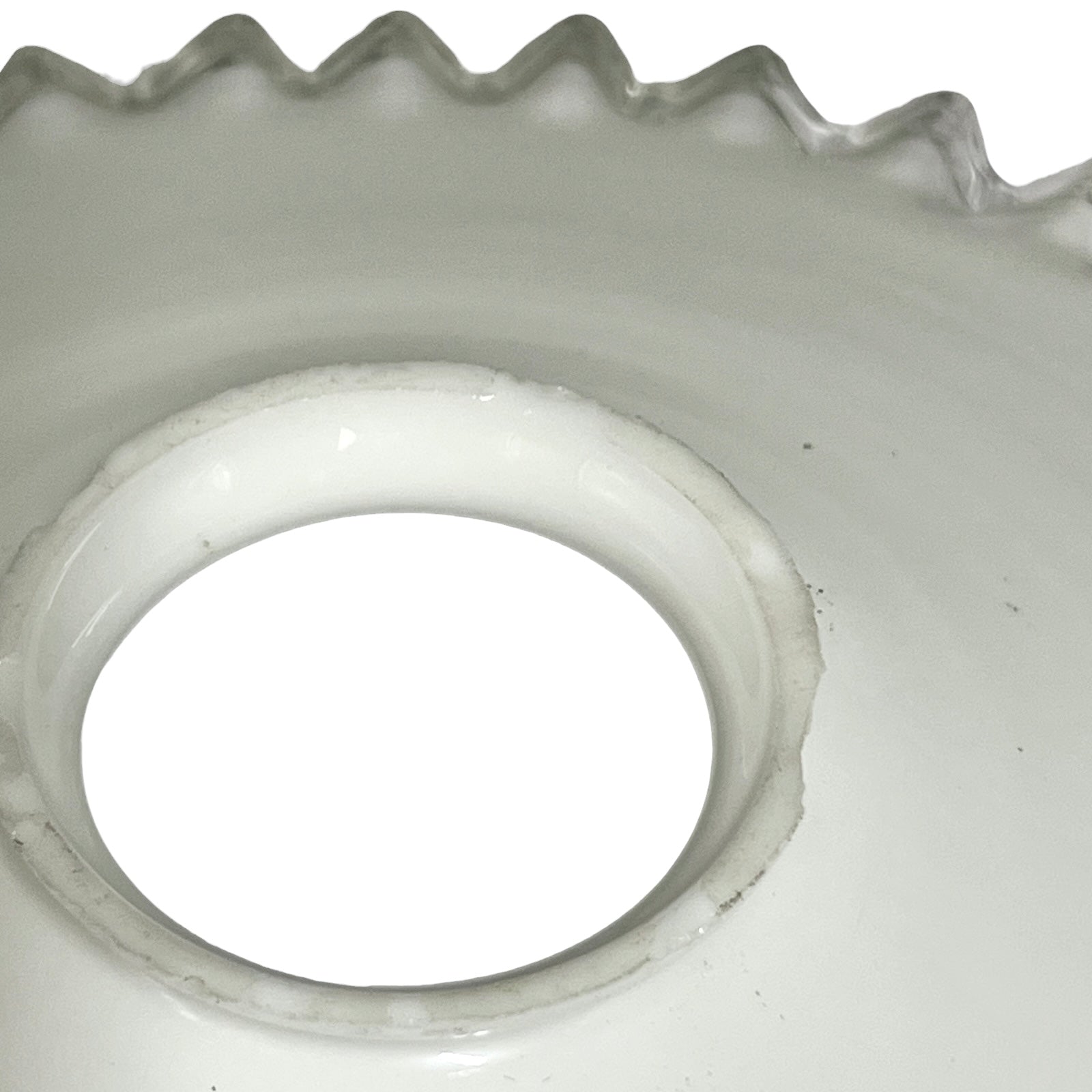 close up of white lampshade set on a white background 