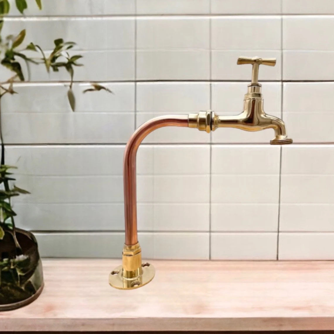 image handmade copper and brass made to measure bathroom or kitchen tap