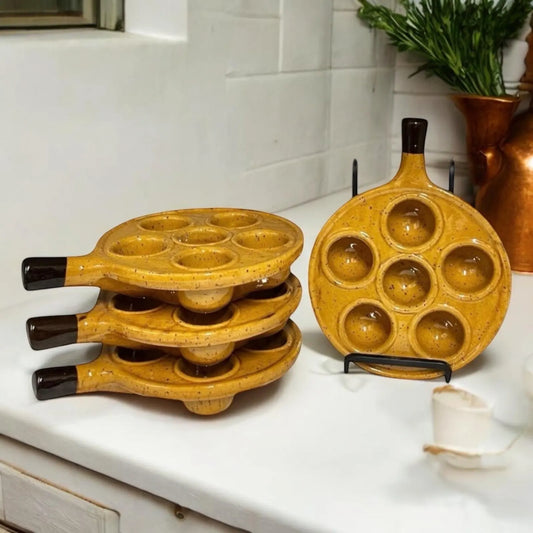 Set of 4 pale brown French Rustic Ceramic Escargot Dishes, Vintage Snail Pots Plates for sale from All Things French Store