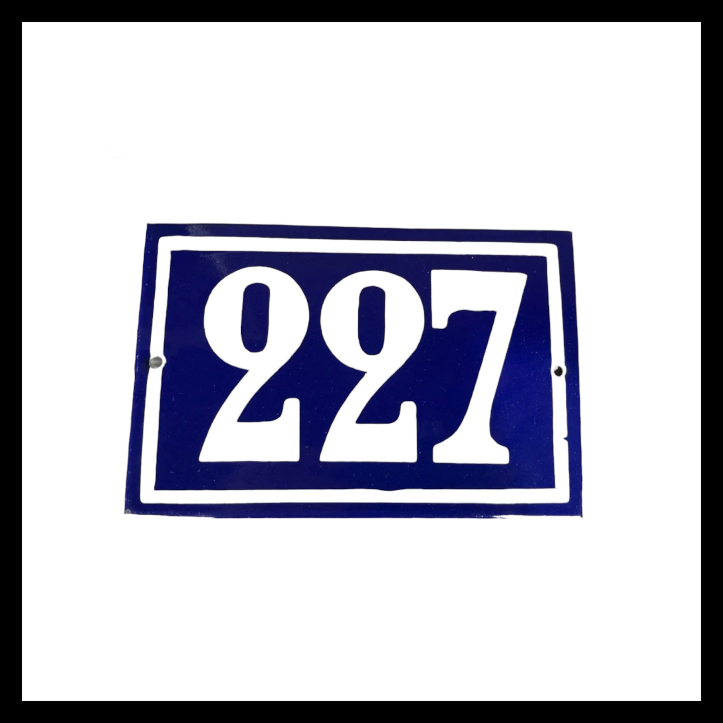 House Number 227, French Enamel Door. Number 227, Vintage Blue Door Number 227