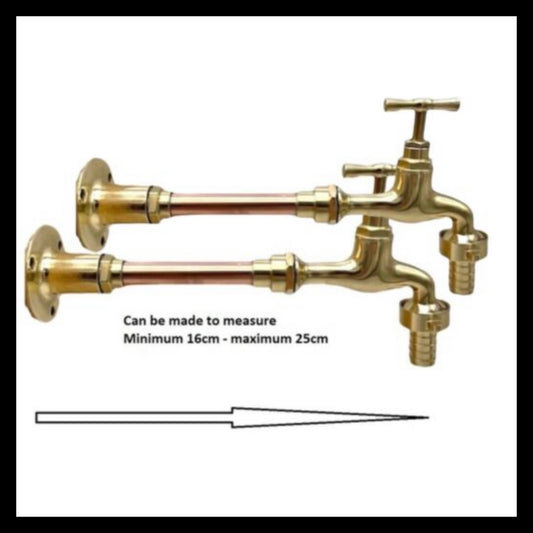 Brass and copper made to measure wall mounted taps sold by All Things French Store